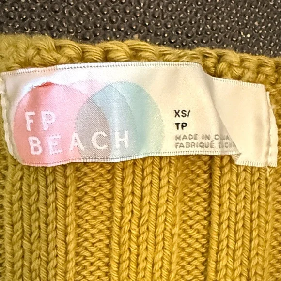 FP Beach Olive Green Women's ribbed cropped sweater size XS - Picture 4 of 10